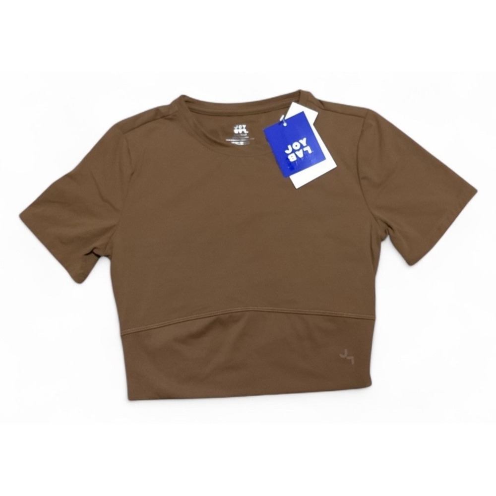 NEW Joy Lab Active Crop T Shirt Brown Moisture Wicking S